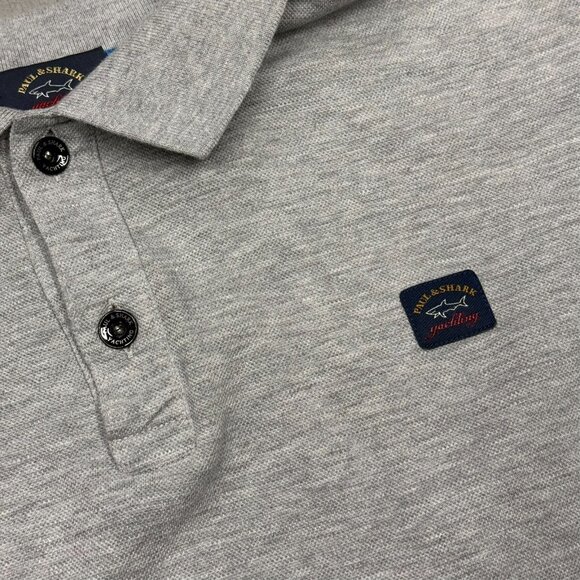Paul & Shark Polo Shirt Made in Italy Cotton Grey Short Sleeve Medium - Picture 3 of 8